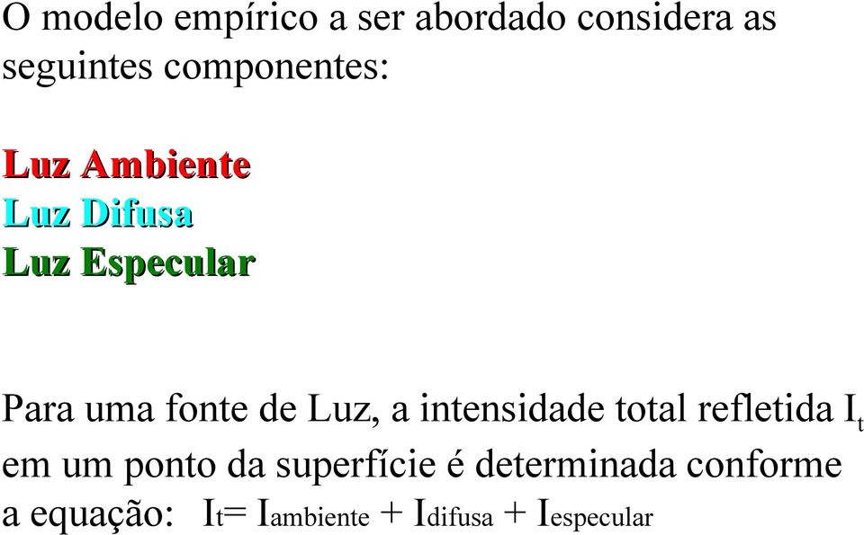 fonte de Luz, a intensidade total refletida It em um ponto da