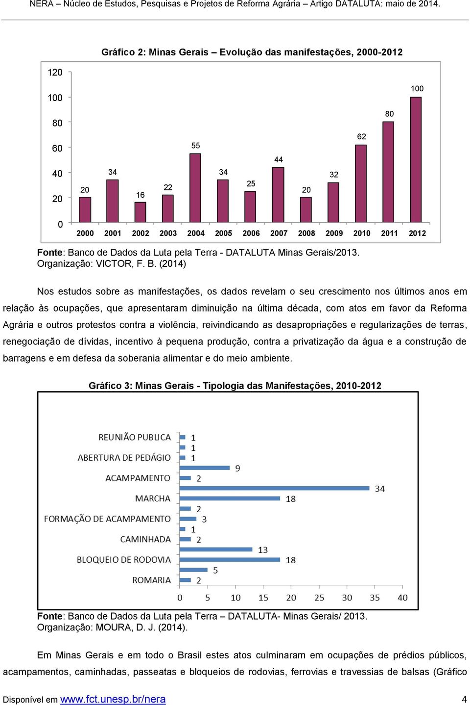 (2014) Nos estudos sobre as manifestações, os dados revelam o seu crescimento nos últimos anos em relação às ocupações, que apresentaram diminuição na última década, com atos em favor da Reforma