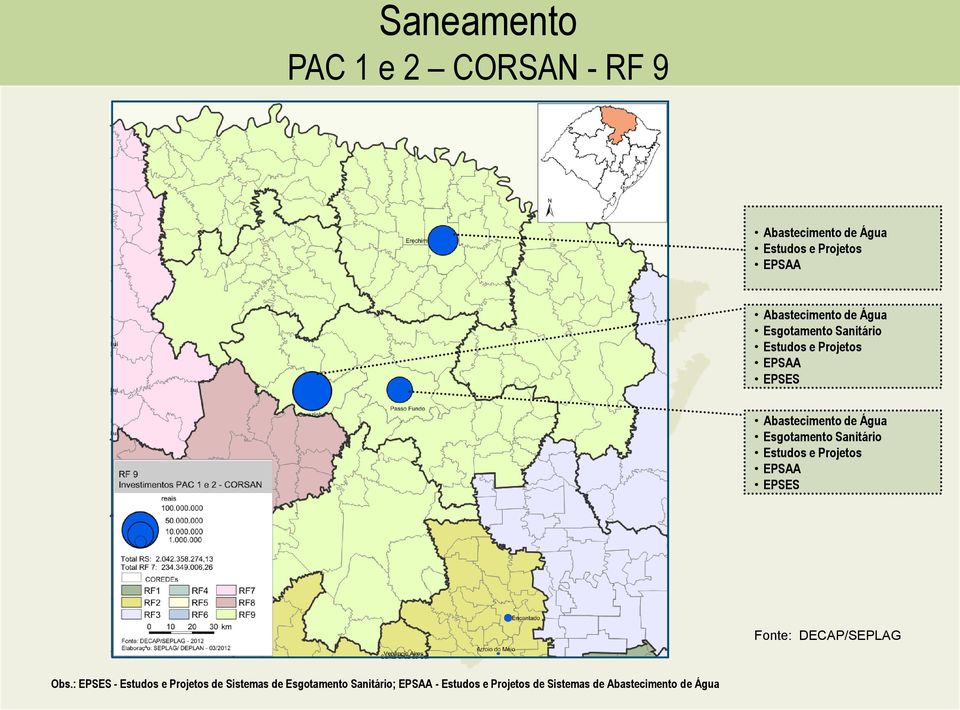 Sanitário Estudos e Projetos EPSAA EPSES Fonte: DECAP/SEPLAG Obs.