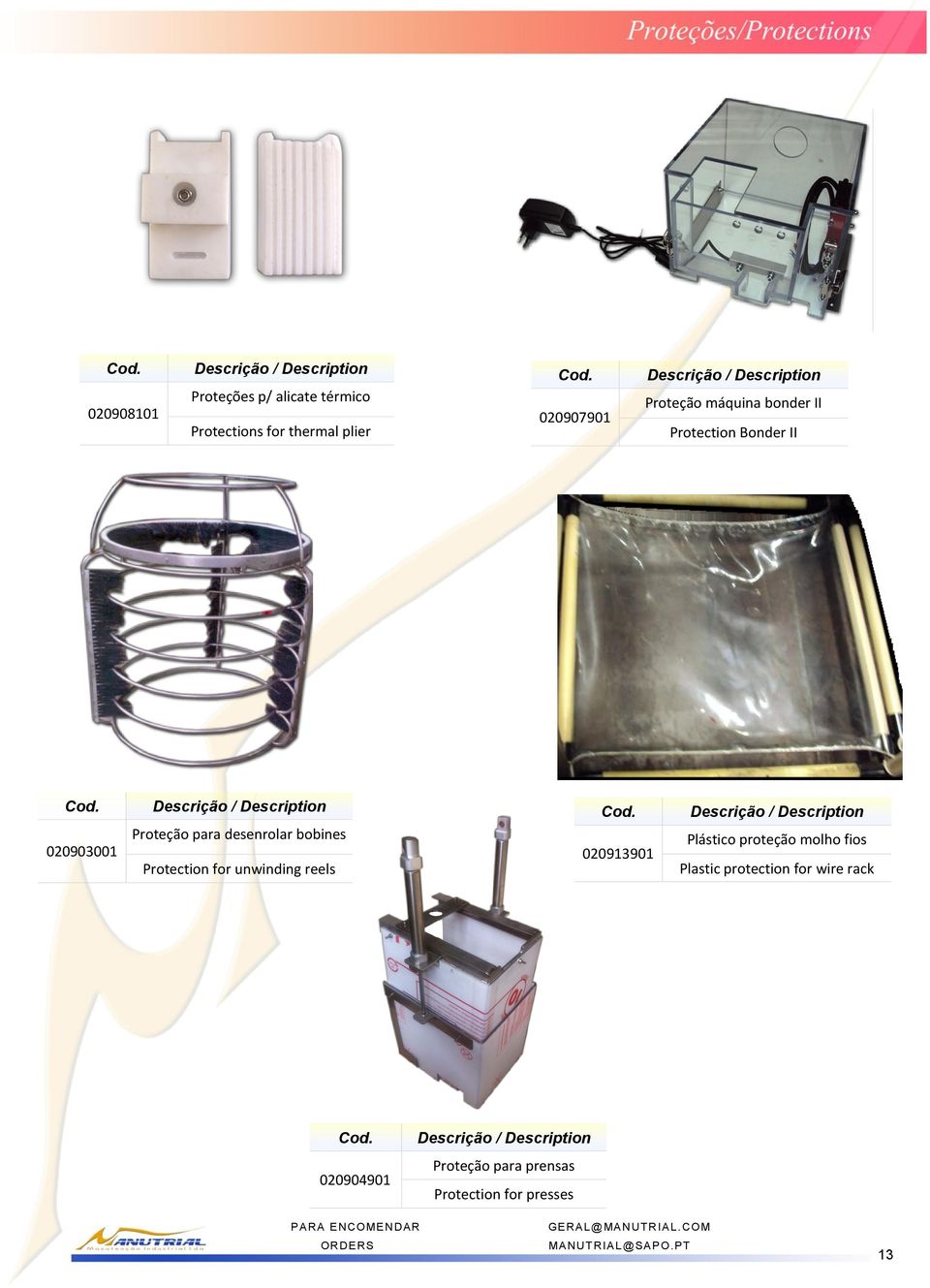 for unwinding reels 020913901 Plástico proteção molho fios Plastic protection for wire rack