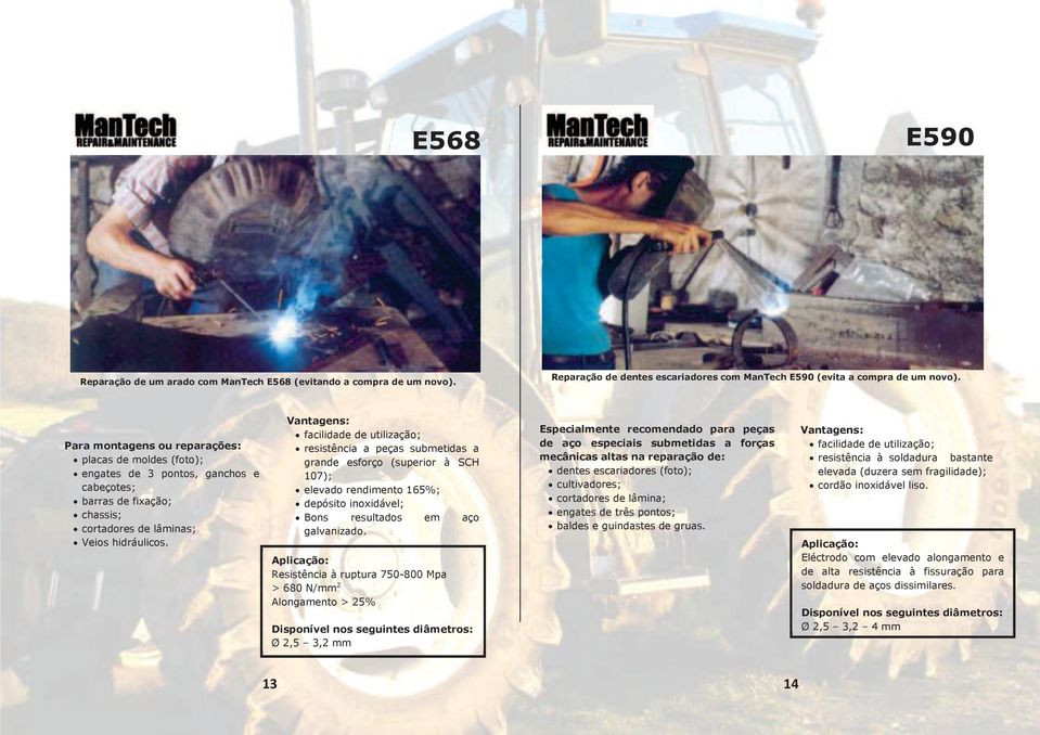 facilidade de utilização; resistência a peças submetidas a grande esforço (superior à SCH 107); elevado rendimento 165%; depósito inoxidável; Bons resultados em aço galvanizado.