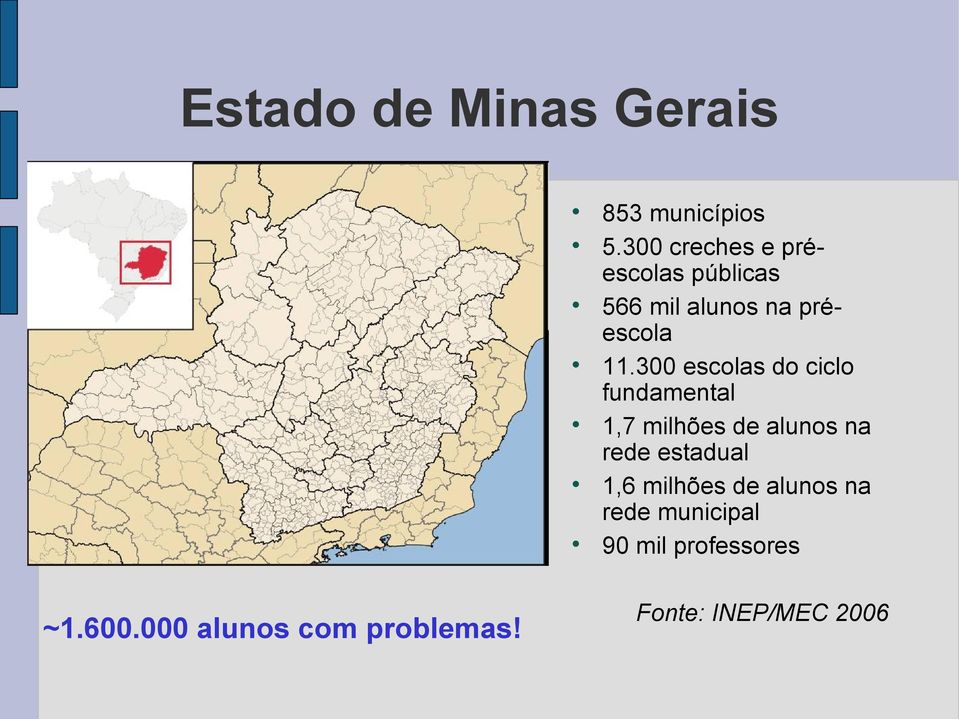 300 escolas do ciclo fundamental 1,7 milhões de alunos na rede estadual