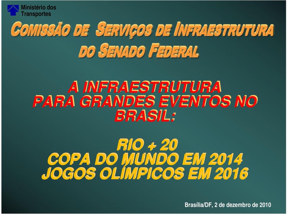 BRASIL: RIO + 20 COPA DO MUNDO EM 2014