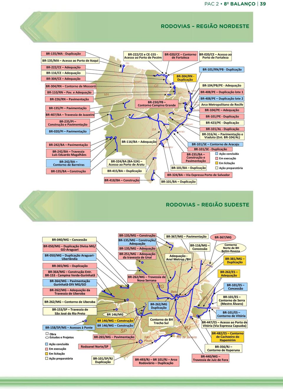 e Adequação BR- 222/CE e CE- 155 - Acesso ao Porto de Pecém BR- 020/CE Contorno de Fortaleza BR- 304/RN - Duplicação BR- 020/CE Acesso ao Porto de Fortaleza BR- 101/RN/PB - Duplicação BR- 104/PB/PE -