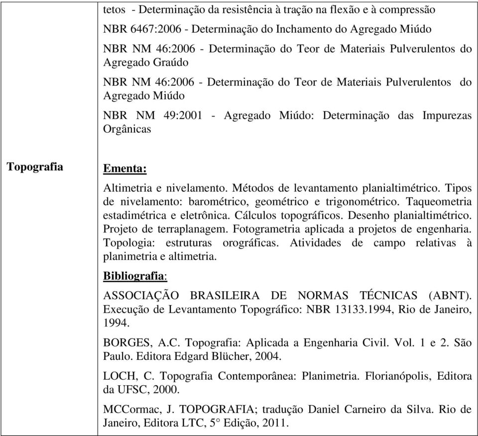 nivelamento. Métodos de levantamento planialtimétrico. Tipos de nivelamento: barométrico, geométrico e trigonométrico. Taqueometria estadimétrica e eletrônica. Cálculos topográficos.