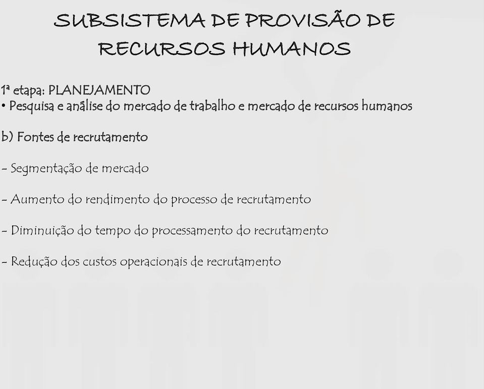 Aumento do rendimento do processo de recrutamento - Diminuição do tempo do