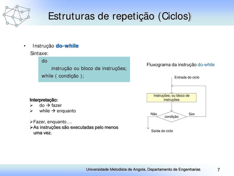 do fazer while enquanto Fazer, enquanto.