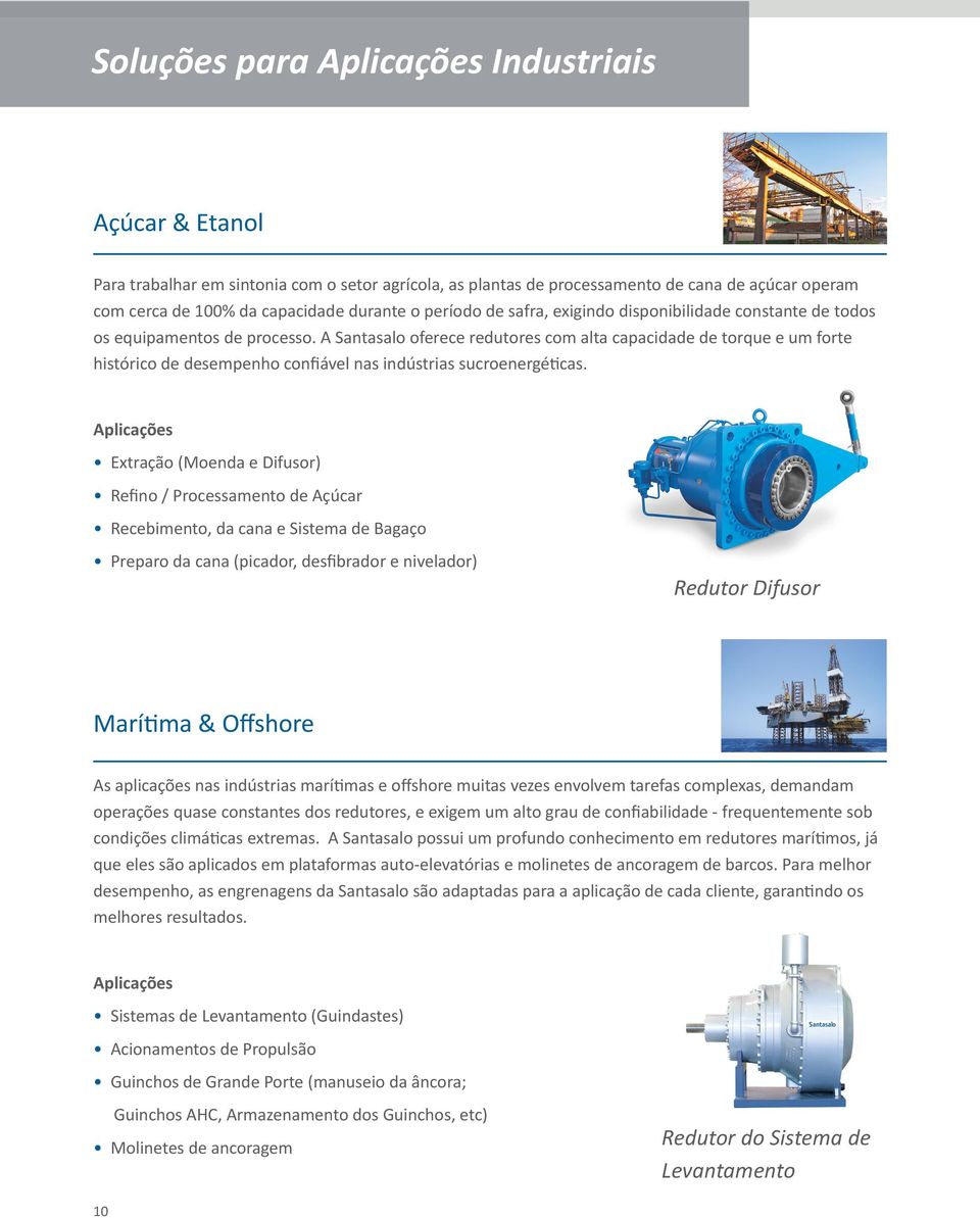 A Santasalo oferece redutores com alta capacidade de torque e um forte histórico de desempenho confiável nas indústrias sucroenergéticas.