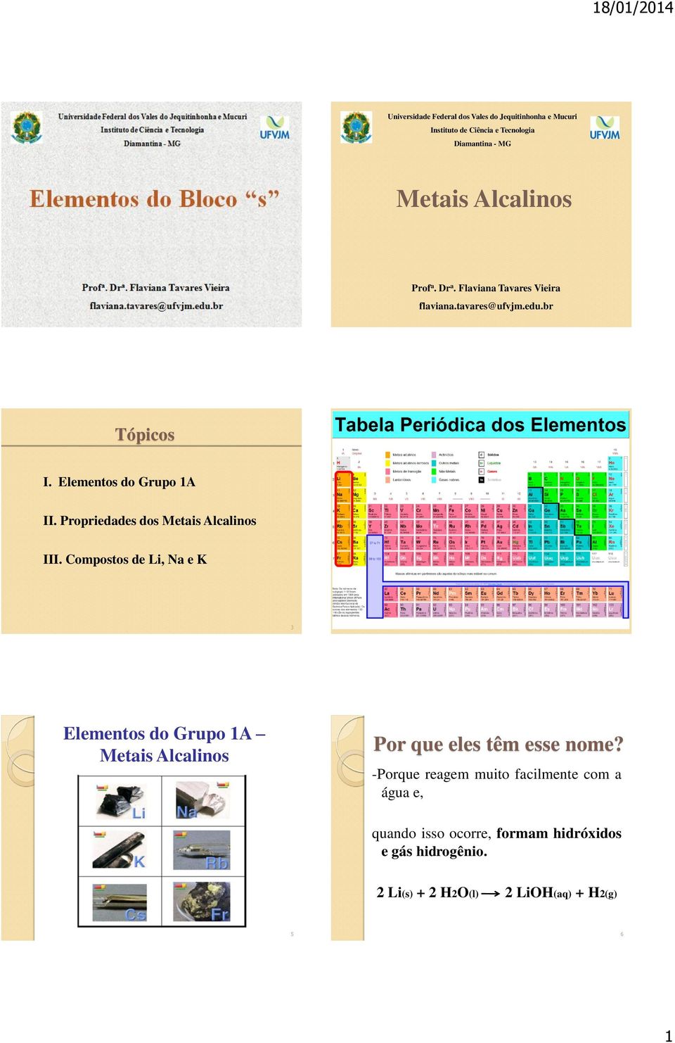 Propriedades dos Metais Alcalinos III.