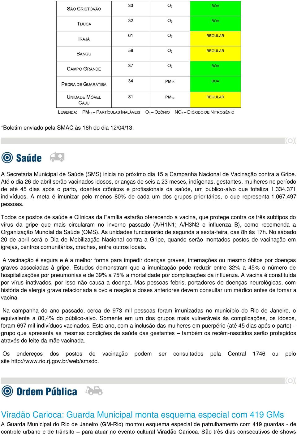 A Secretaria Municipal de Saúde (SMS) inicia no próximo dia 15 a Campanha Nacional de Vacinação contra a Gripe.