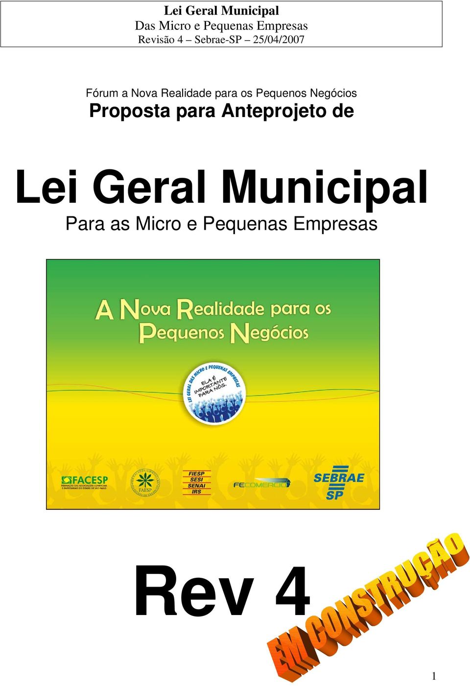 Anteprojeto de Lei Geral Municipal