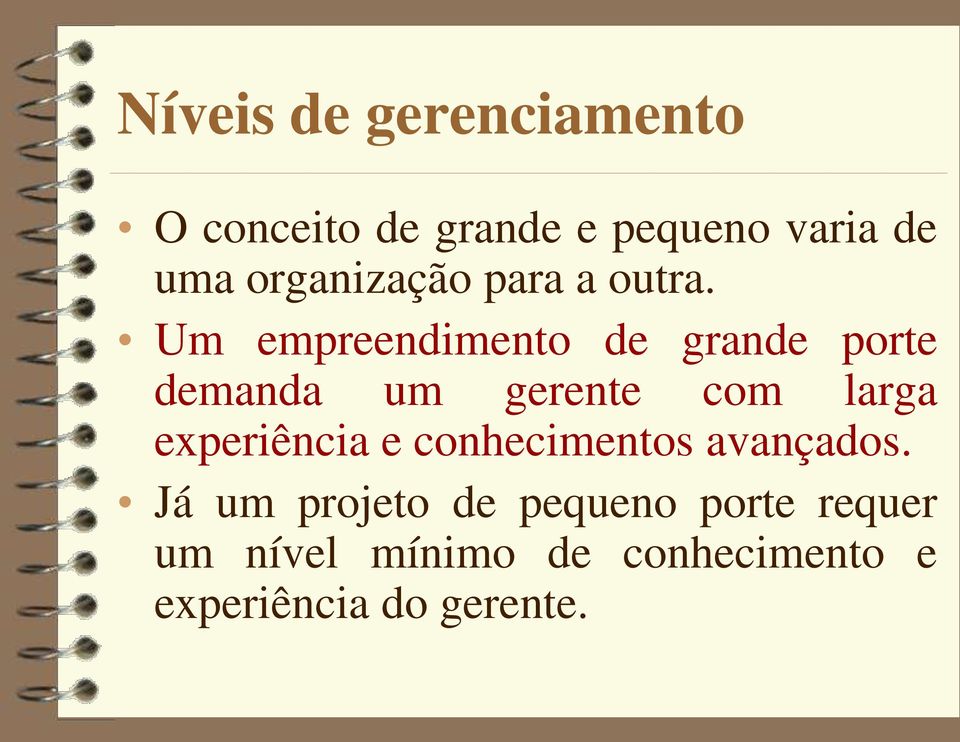 Um empreendimento de grande porte demanda um gerente com larga