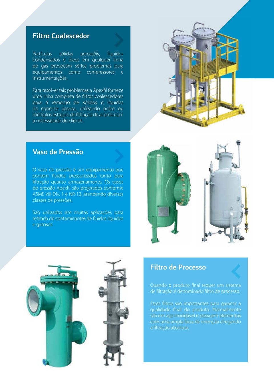 de acordo com a necessidade do cliente. Vaso de Pressão O vaso de pressão é um equipamento que contém fluidos pressurizados tanto para filtração quanto armazenamento.