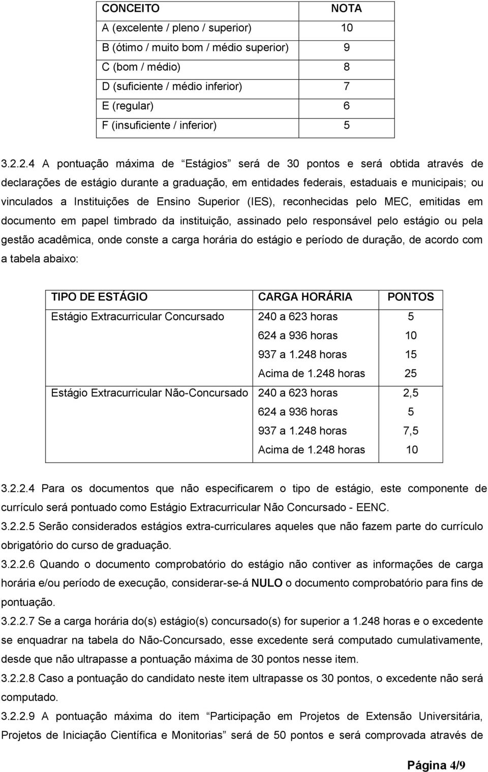 de Ensino Superior (IES), reconhecidas pelo MEC, emitidas em documento em papel timbrado da instituição, assinado pelo responsável pelo estágio ou pela gestão acadêmica, onde conste a carga horária