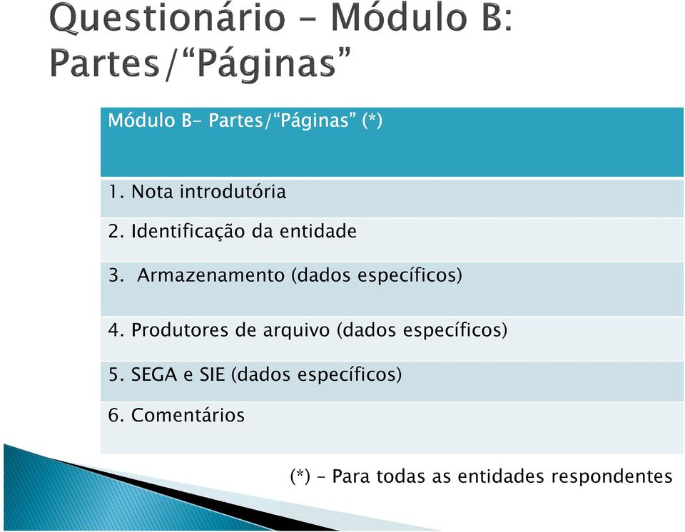 Armazenamento (dados específicos) 4.