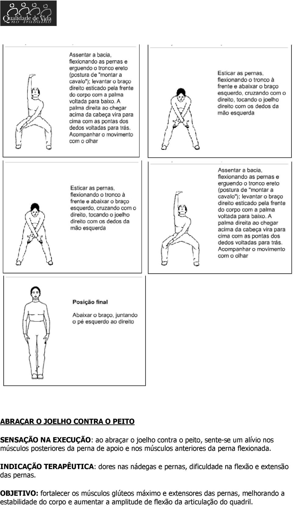 INDICAÇÃO TERAPÊUTICA: dores nas nádegas e pernas, dificuldade na flexão e extensão das pernas.