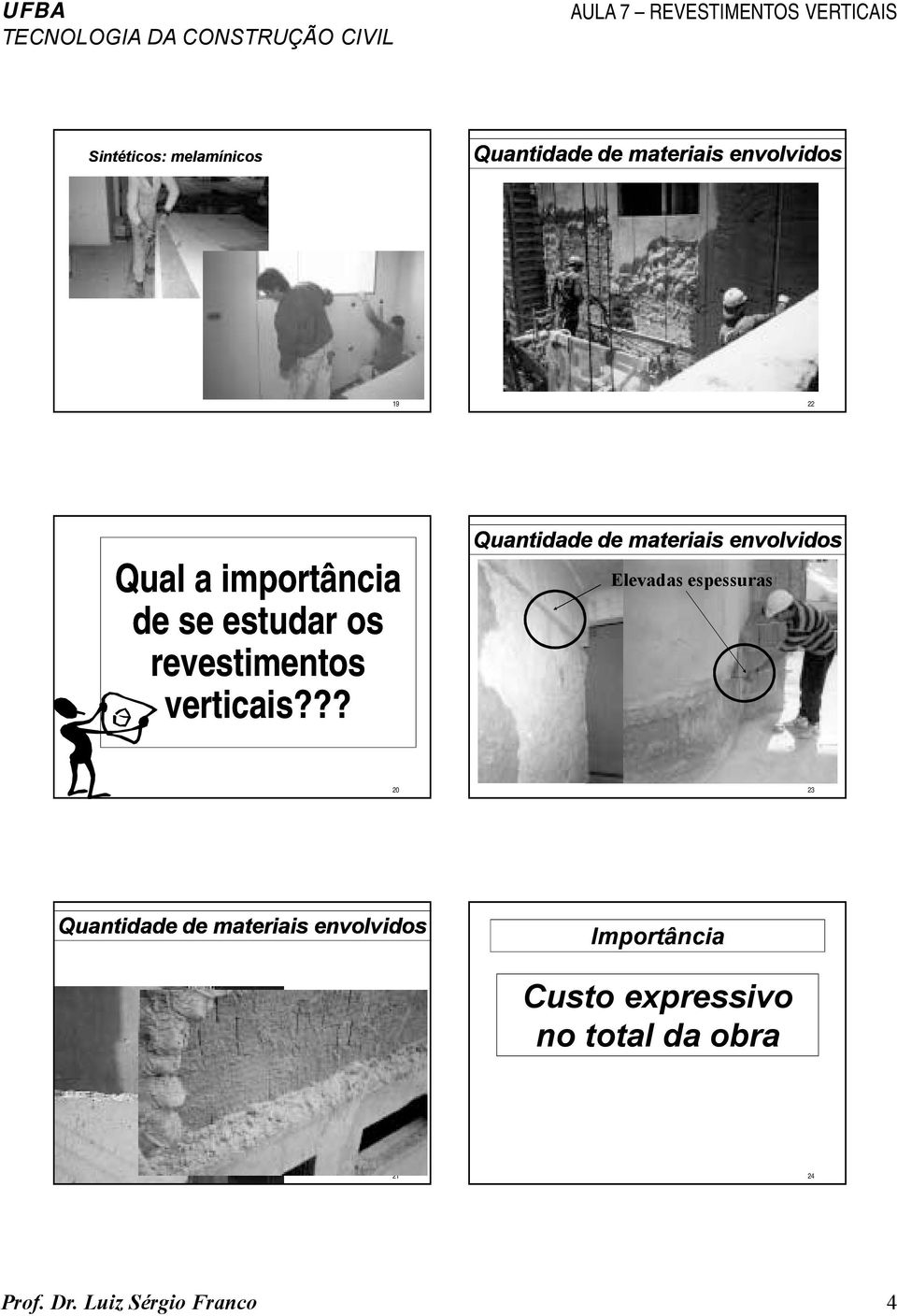 ?? Quantidade de materiais envolvidos Elevadas espessuras 20 23 Quantidade