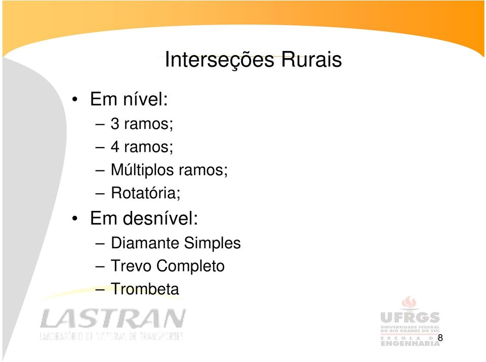 desnível: Interseções Rurais