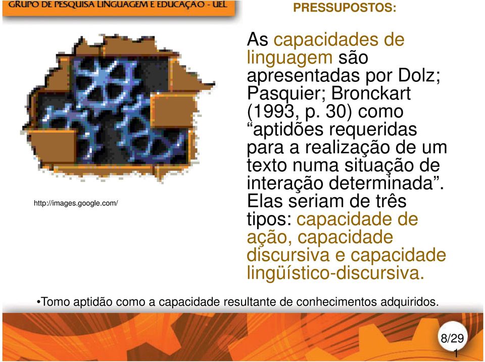 30) como aptidões requeridas para a realização de um texto numa situação de interação determinada.