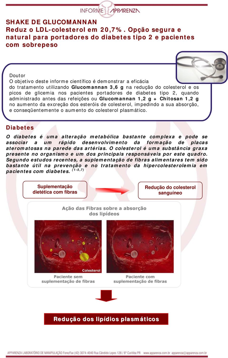 redução do colesterol e os picos de glicemia nos pacientes portadores de diabetes tipo 2, quando administrado antes das refeições ou Glucomannan 1,2 g + Chitosan 1,2 g no aumento da excreção dos