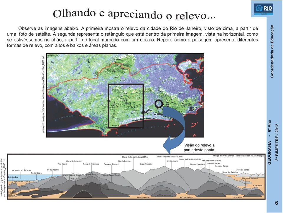 A segunda representa o retângulo que está dentro da primeira imagem, vista na horizontal, como se estivéssemos no chão, a partir do local marcado