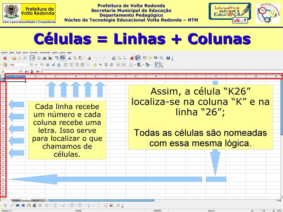 Isso serve para localizar o que chamamos de células.