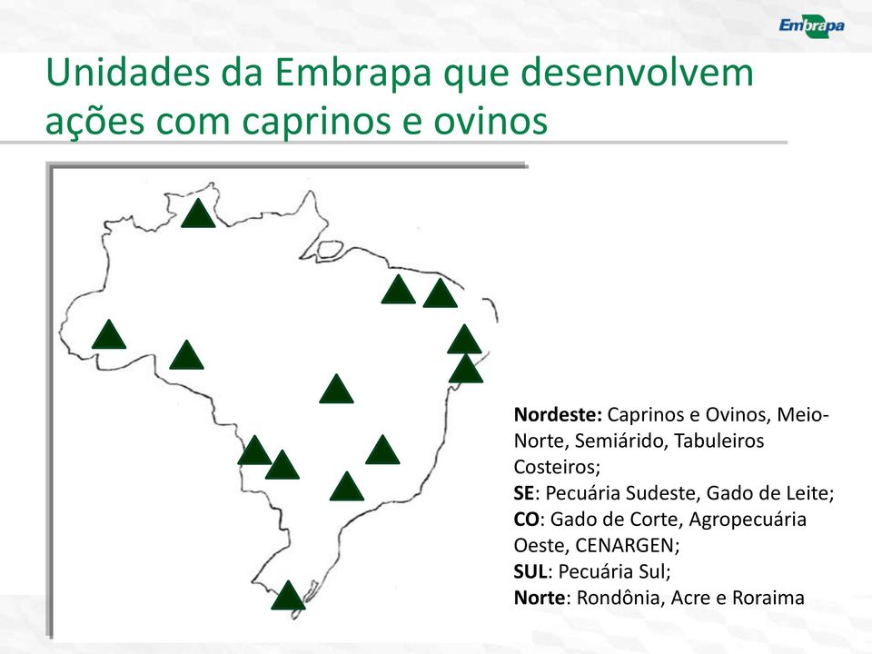 Costeiros; SE: Pecuária Sudeste, Gado de Leite; CO: Gado de Corte,