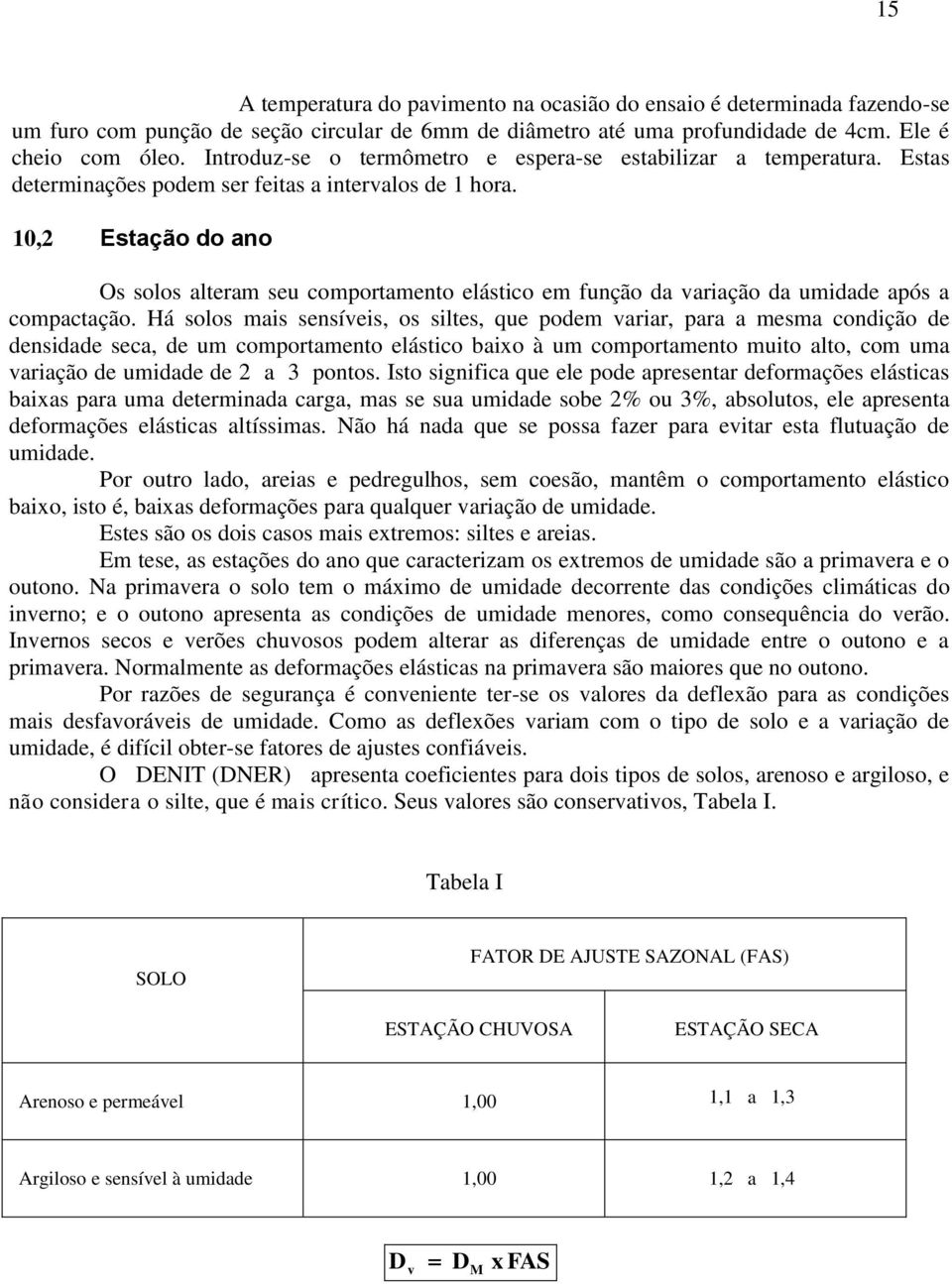 0, Estação do ano Os solos alteram seu comportamento elástico em função da variação da umidade após a compactação.