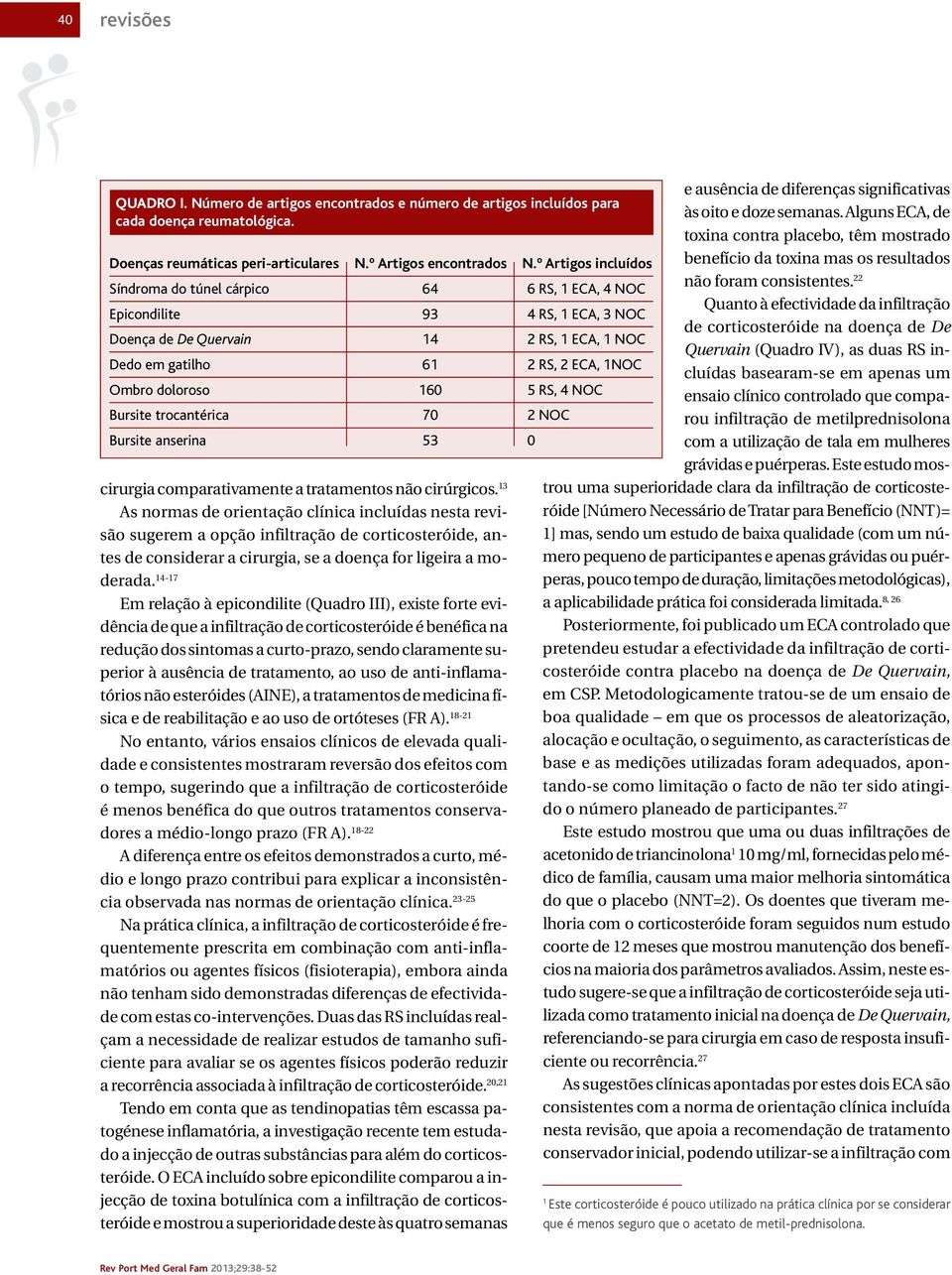 160 5 RS, 4 NOC Bursite trocantérica 70 2 NOC Bursite anserina 53 0 cirurgia comparativamente a tratamentos não cirúrgicos.