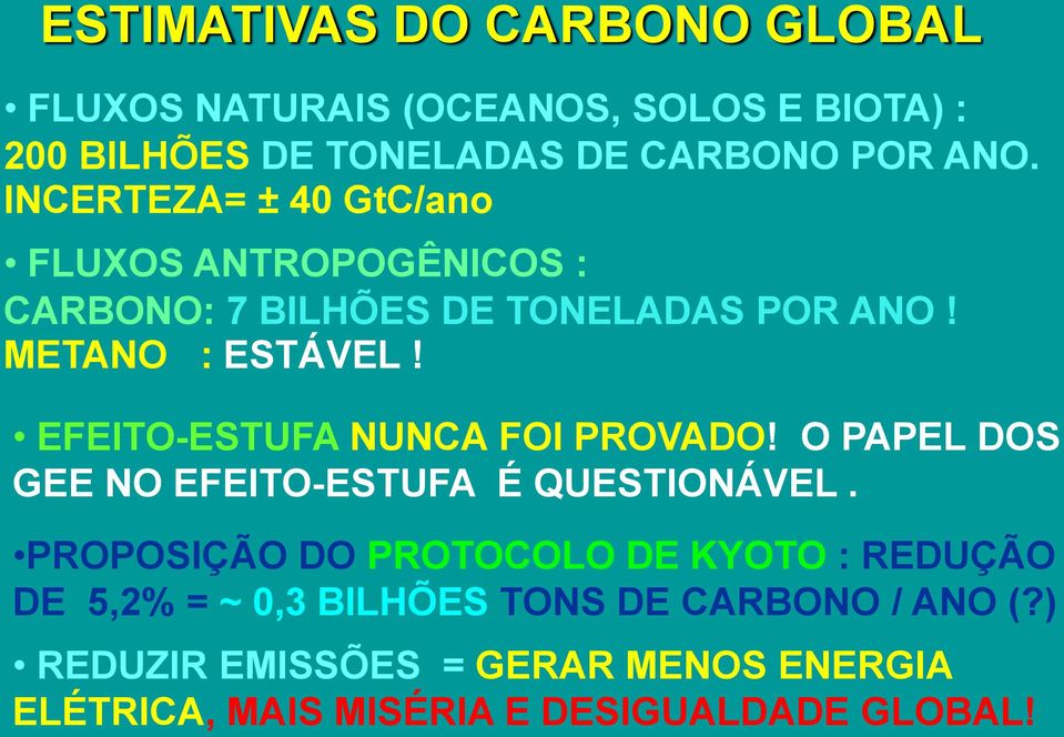 EFEITO-ESTUFA NUNCA FOI PROVADO! O PAPEL DOS GEE NO EFEITO-ESTUFA É QUESTIONÁVEL.