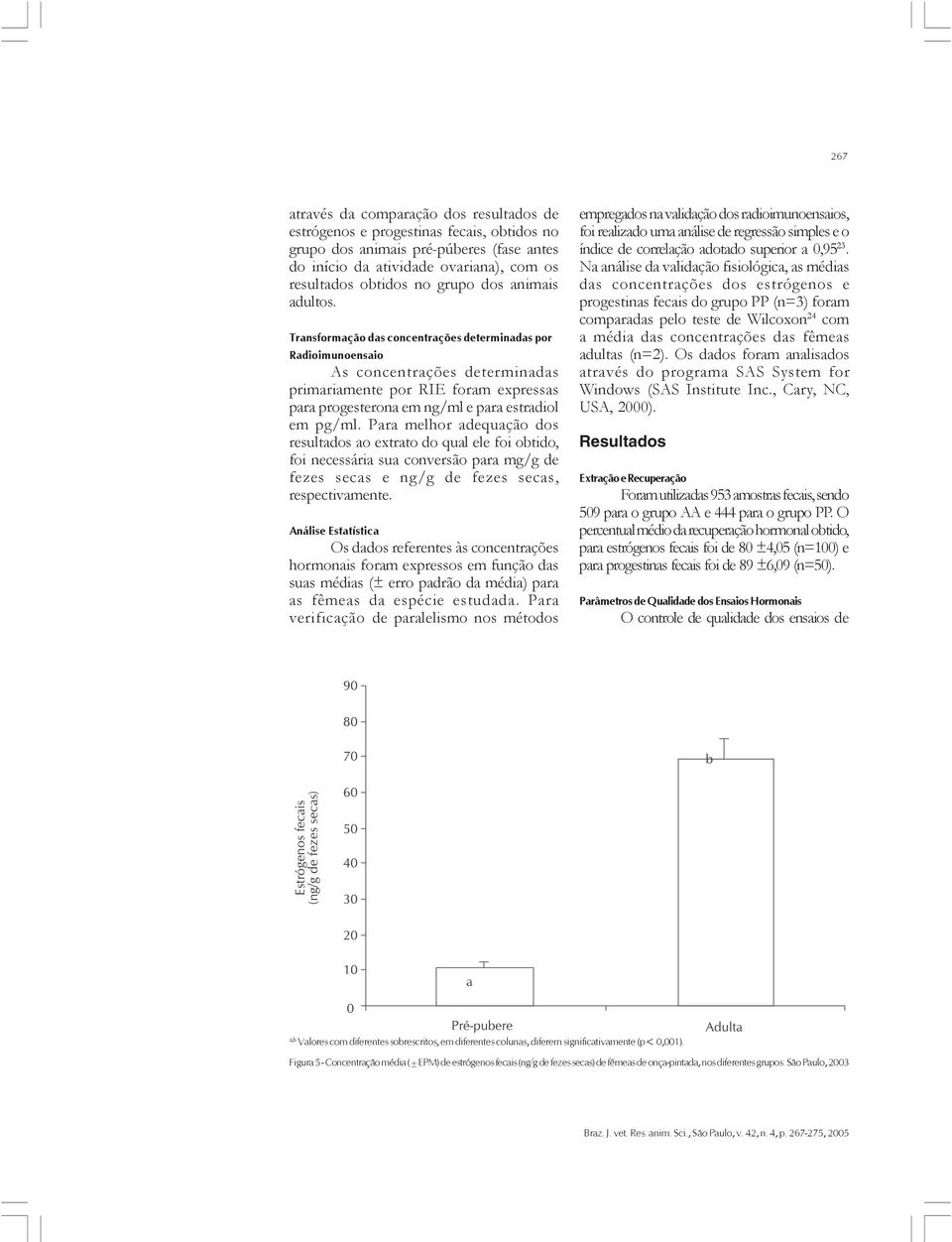 Transformação das concentrações determinadas por Radioimunoensaio As concentrações determinadas primariamente por RIE foram expressas para progesterona em ng/ml e para estradiol em pg/ml.