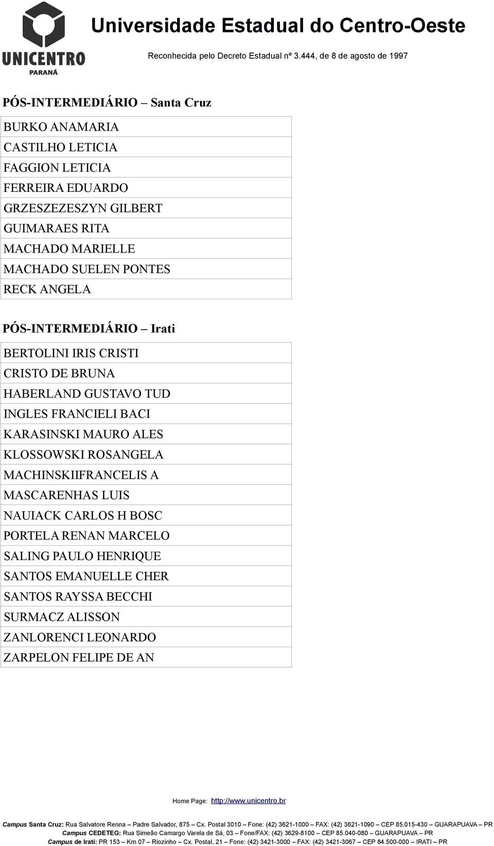 TUD INGLES FRANCIELI BACI KARASINSKI MAURO ALES KLOSSOWSKI ROSANGELA MACHINSKIIFRANCELIS A MASCARENHAS LUIS NAUIACK CARLOS H BOSC