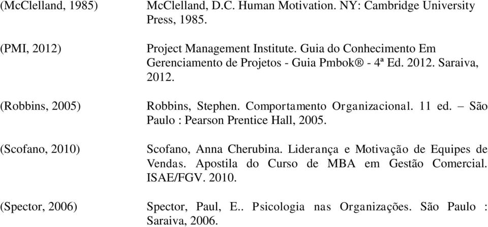 Comportamento Organizacional. 11 ed. São Paulo : Pearson Prentice Hall, 2005. Scofano, Anna Cherubina.