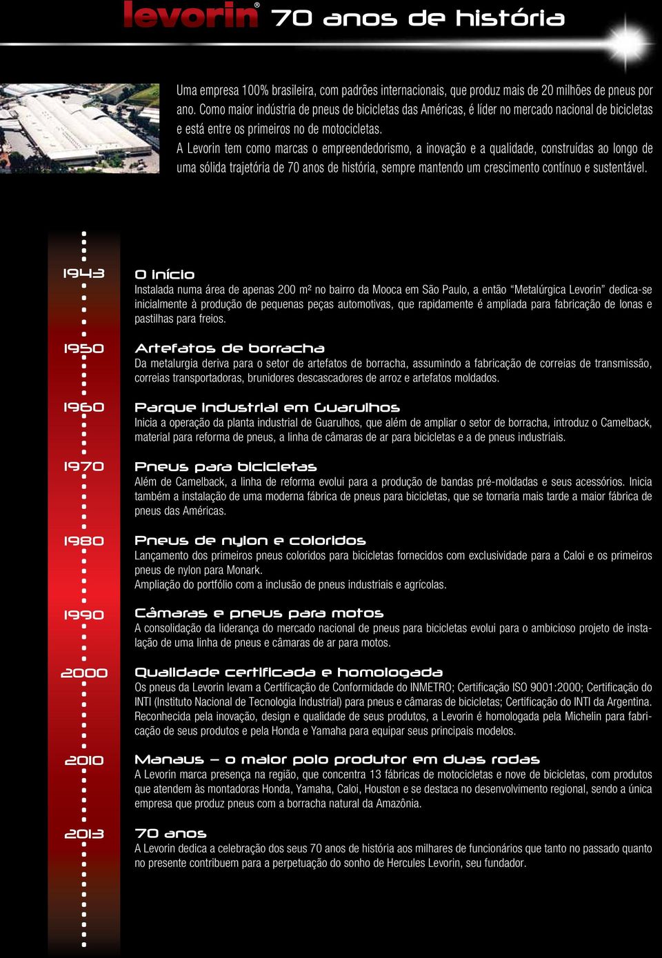 A Levorin tem como marcas o empreendedorismo, a inovação e a qualidade, construídas ao longo de uma sólida trajetória de 70 anos de história, sempre mantendo um crescimento contínuo e sustentável.