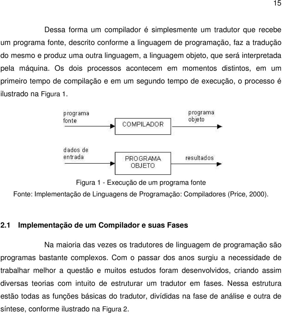 Figura 1 - Execução de um programa fonte Fonte: Implementação de Linguagens de Programação: Compiladores (Price, 20