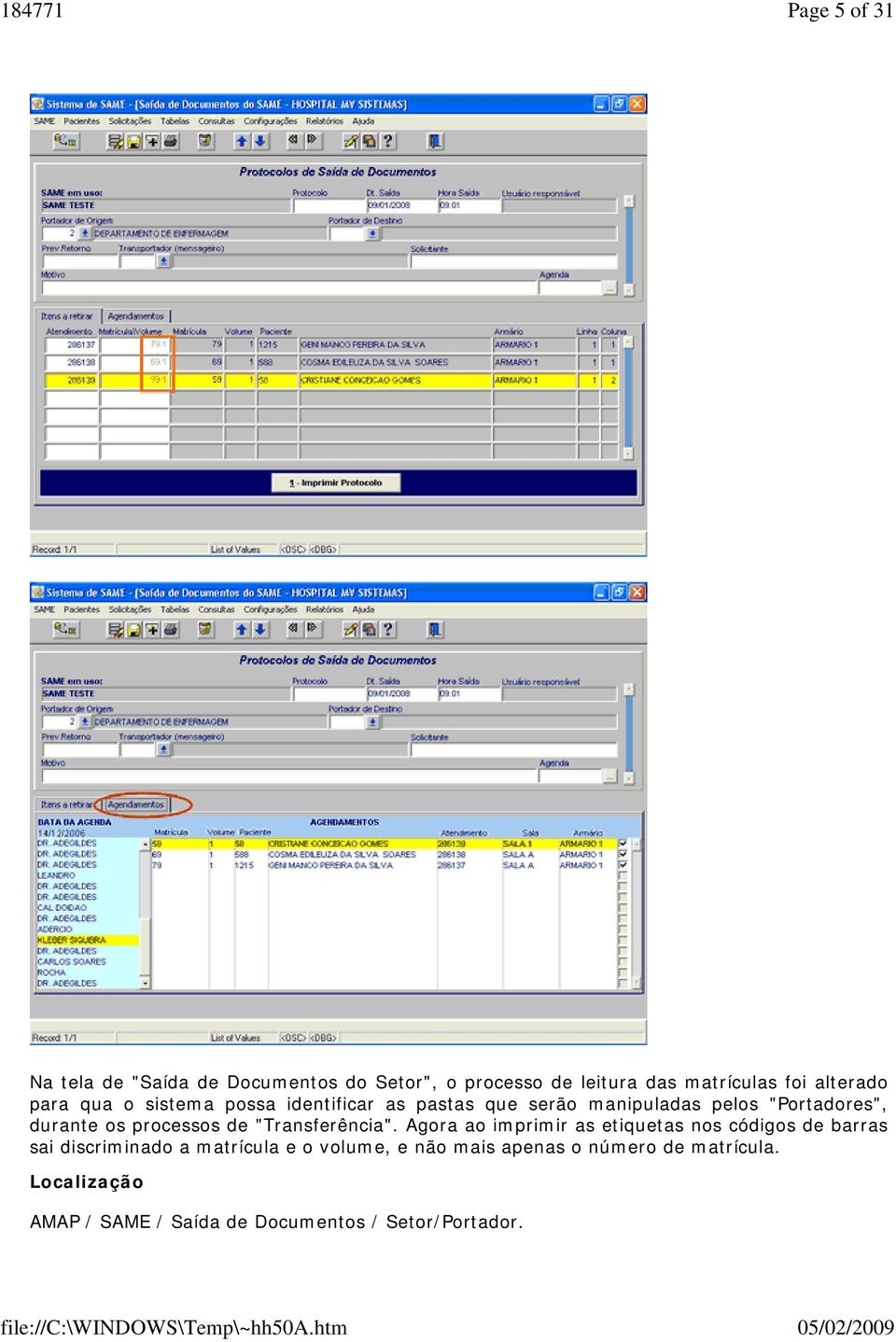 processos de "Transferência".