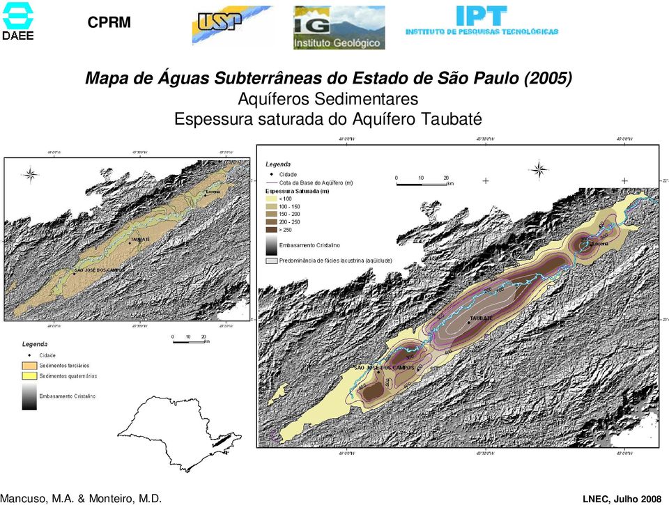 Espessura saturada do Aquífero Taubaté