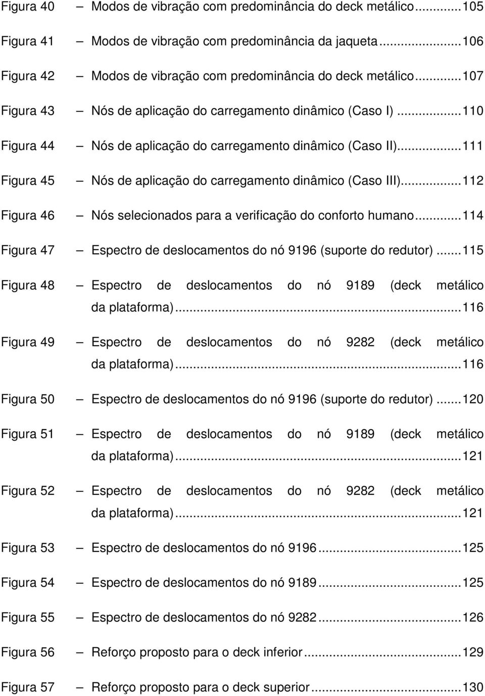 .. 111 Figura 45 Nós de aplicação do carregamento dinâmico (Caso III)... 112 Figura 46 Nós selecionados para a verificação do conforto humano.