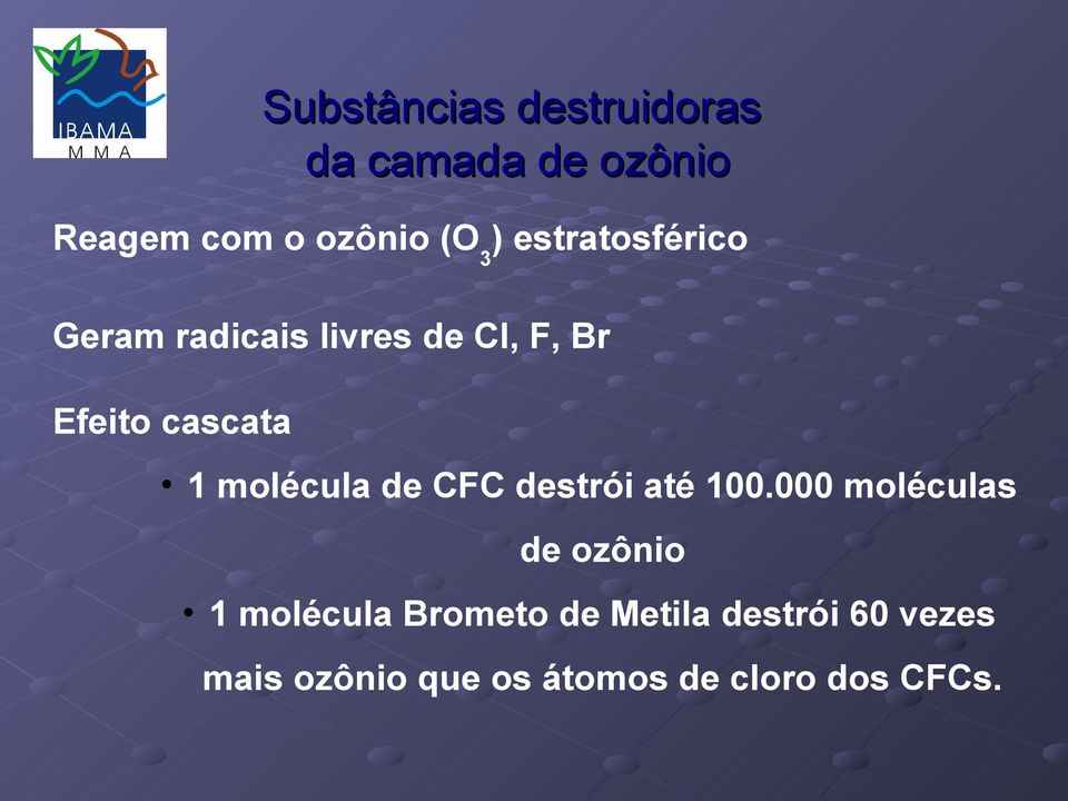 molécula de CFC destrói até 100.