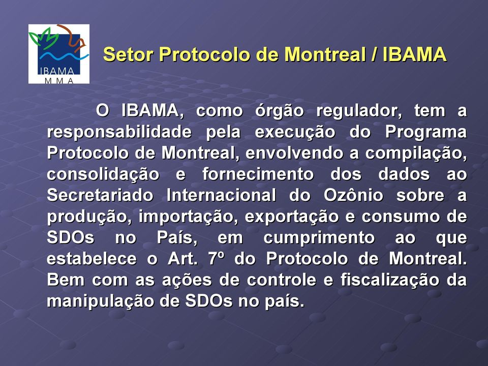 Internacional do Ozônio sobre a produção, importação, exportação e consumo de SDOs no País, em cumprimento ao que