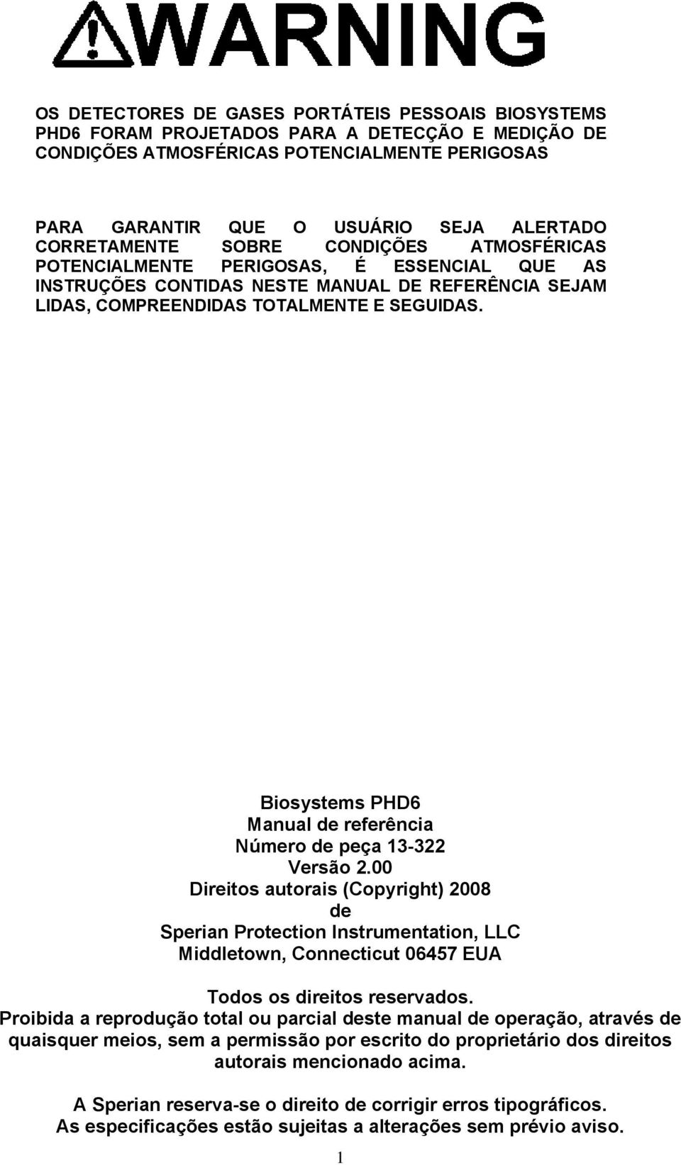 Biosystems PHD6 Manual de referência Número de peça 13-322 Versão 2.