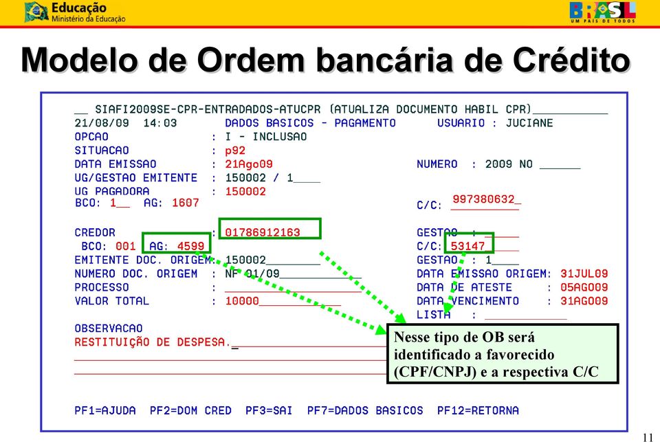 de OB será identificado a