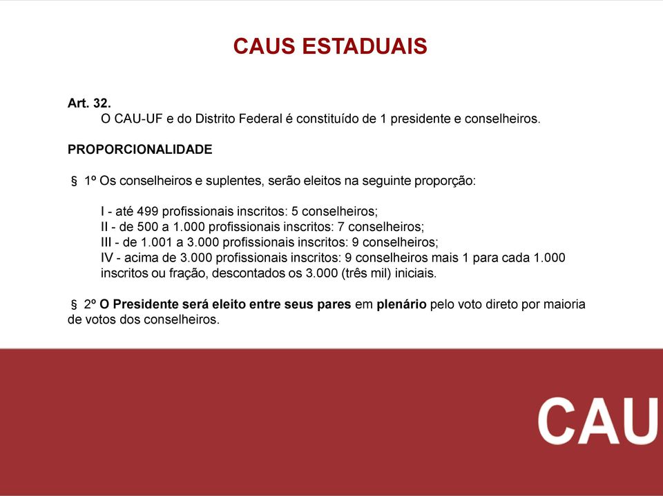 000 profissionais inscritos: 7 conselheiros; III - de 1.001 a 3.000 profissionais inscritos: 9 conselheiros; IV - acima de 3.