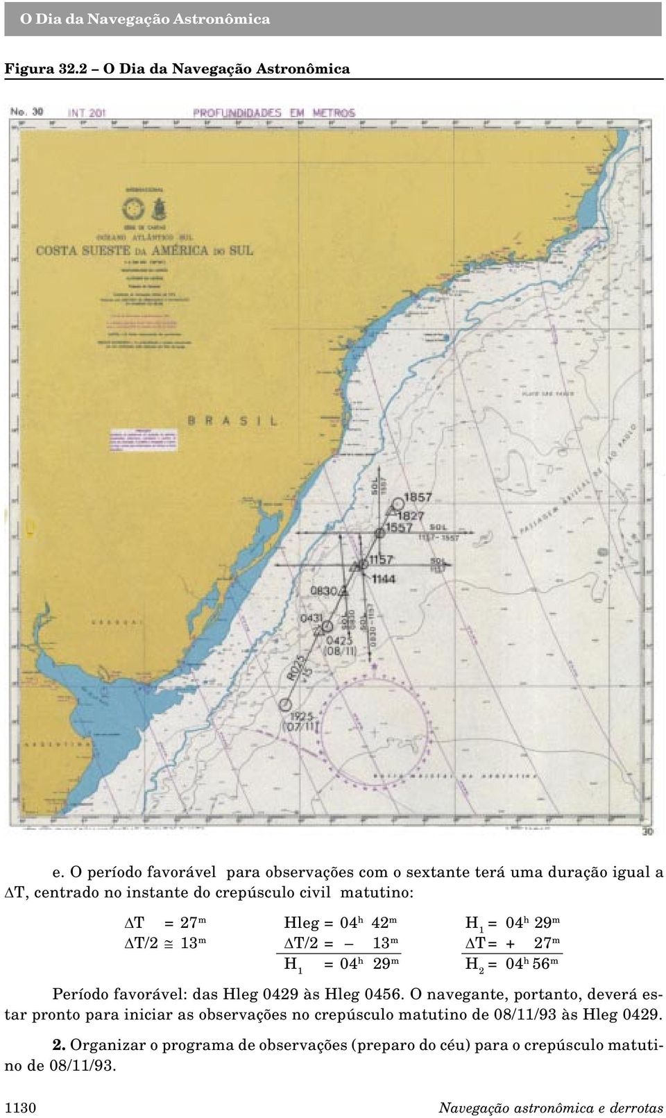 27 m Hleg = 04 h 42 m H 1 = 04 h 29 m DT/2 @ 13 m DT/2 = 13 m DT = + 27 m H 1 =04 h 29 m H 2 = 04 h 56 m Período favorável: das Hleg 0429