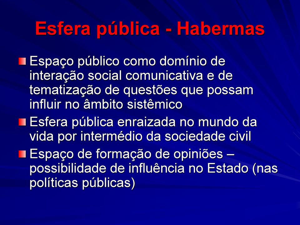 Esfera pública enraizada no mundo da vida por intermédio da sociedade civil