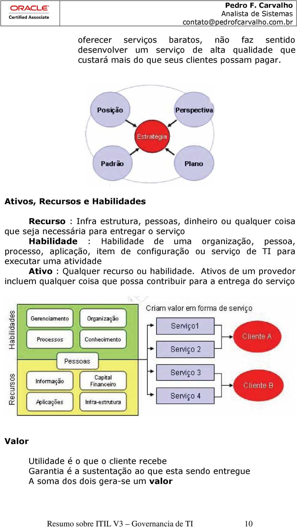 uma organização, pessoa, processo, aplicação, item de configuração ou serviço de TI para executar uma atividade Ativo : Qualquer recurso ou habilidade.