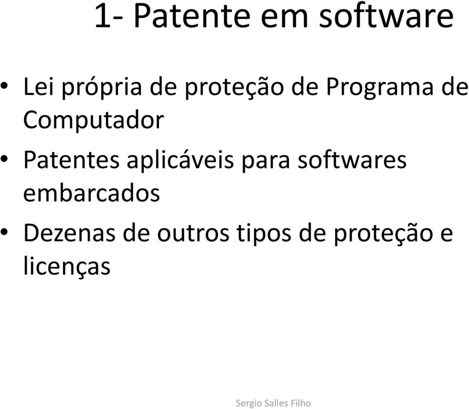 Patentes aplicáveis para softwares