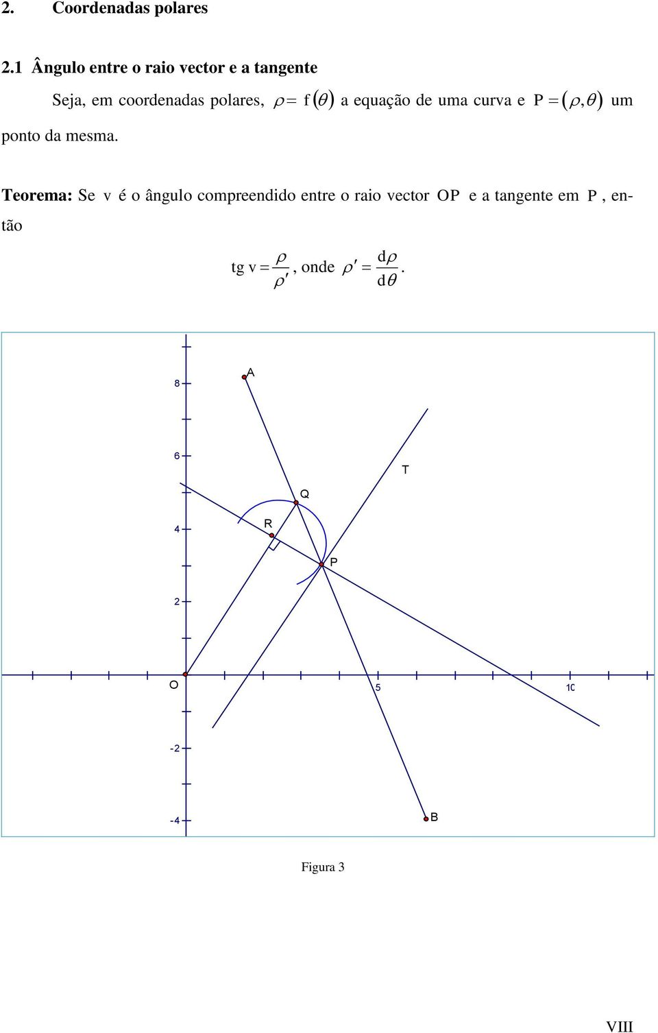 Teorem: Se v é o ângulo compreendido entre o rio vector OP e