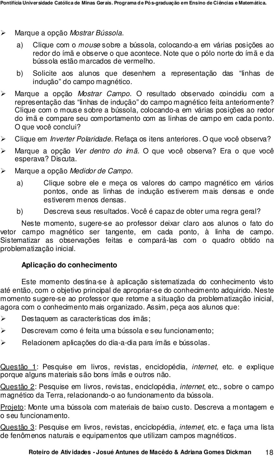 O resultado observado coincidiu com a representação das linhas de indução do campo magnético feita anteriormente?