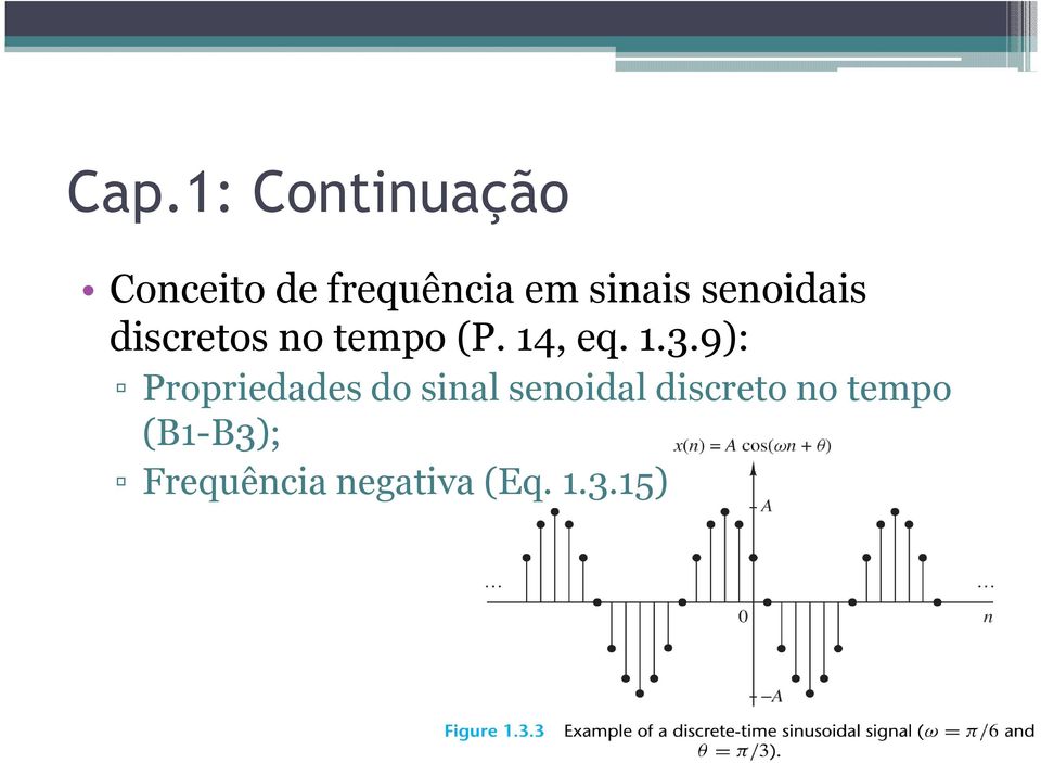 1.3.9): Propriedades do sinal senoidal discreto